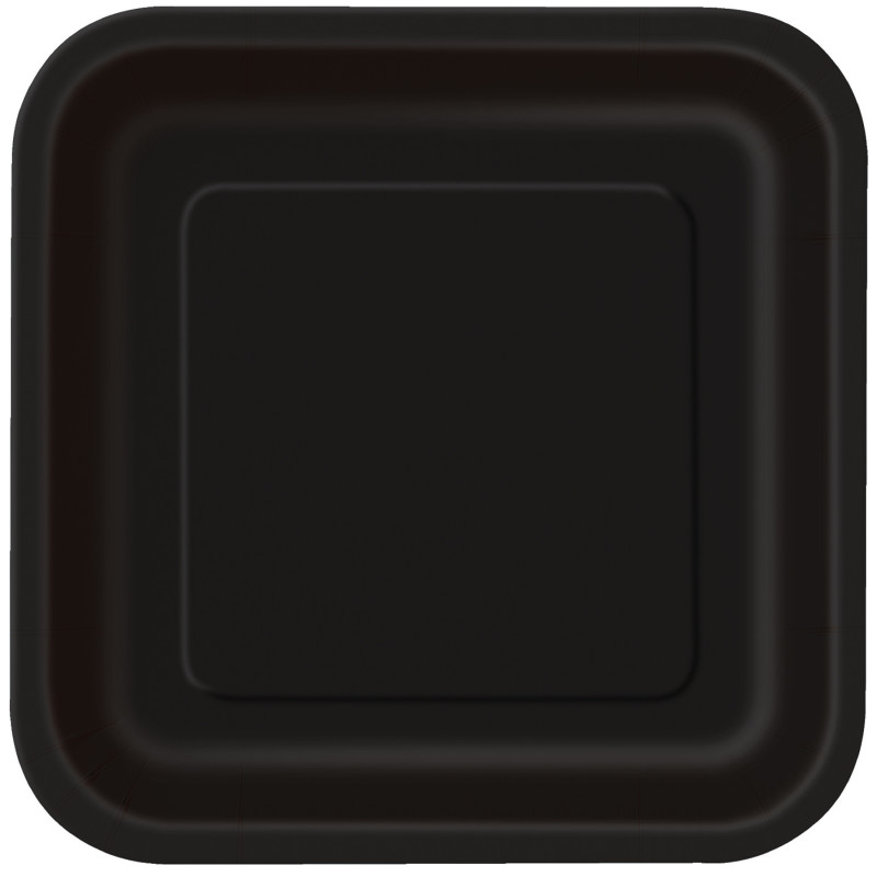 Black Solid Square 7″ Dessert Plates 16ct