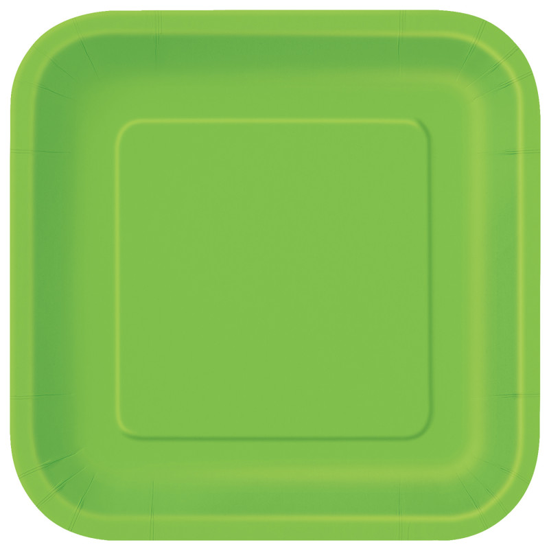 Lime Green Solid Square 7″ Dessert Plates 16ct