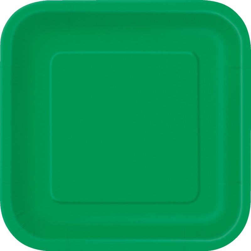 Emerald Green Solid Square 7″ Dessert Plates 16ct