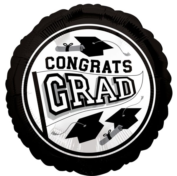 18” Congrats Grad  Black/White