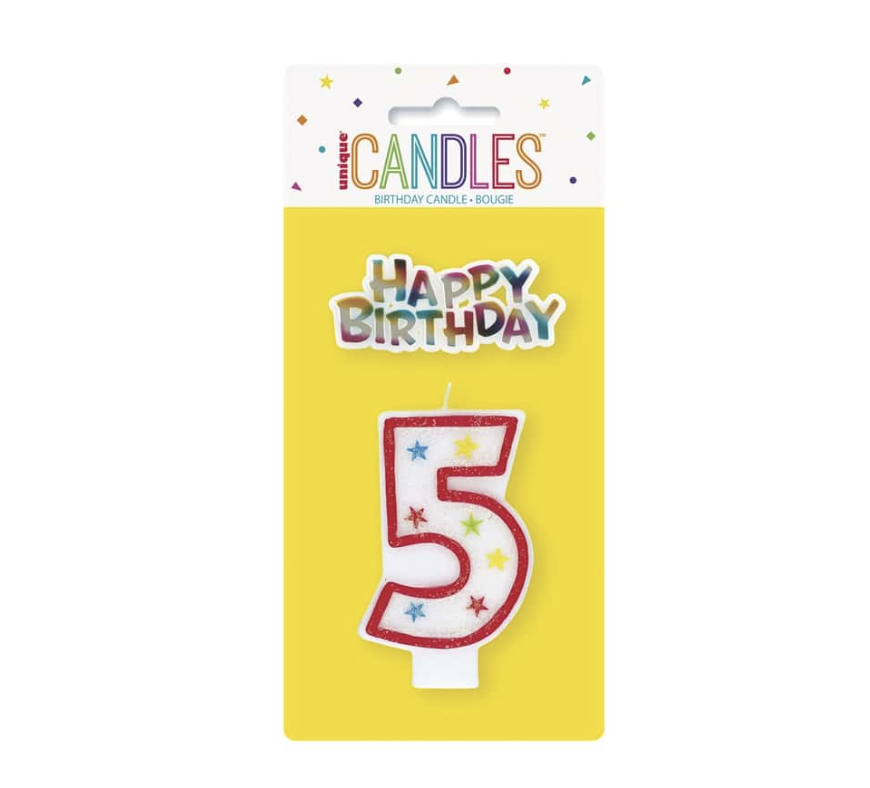 #5 candle with birthday sign
