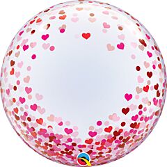 24” Heart Confetti  Red/Pink  Bubble