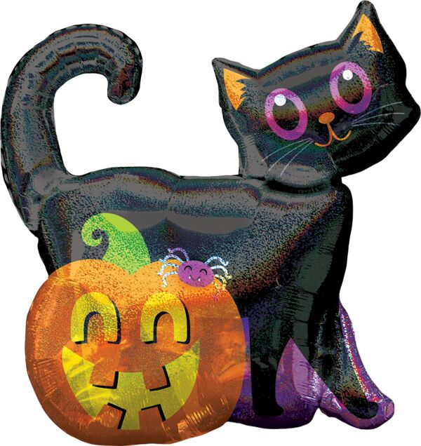 28″ Black Cat/Pumpkin Holographic