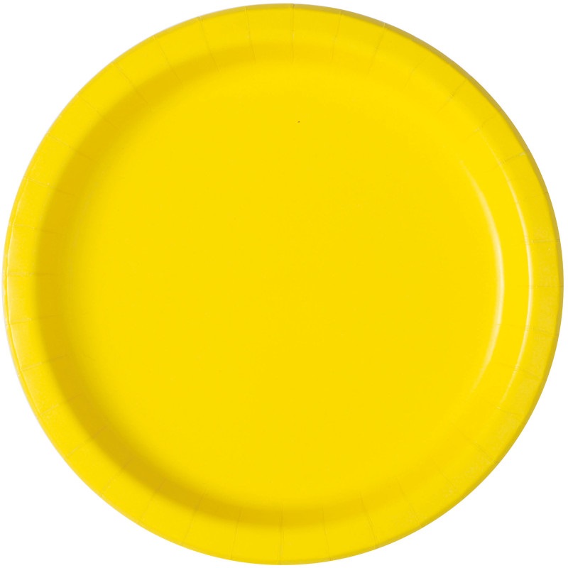 Neon Yellow Solid Round 7″ Dessert Plates 20ct