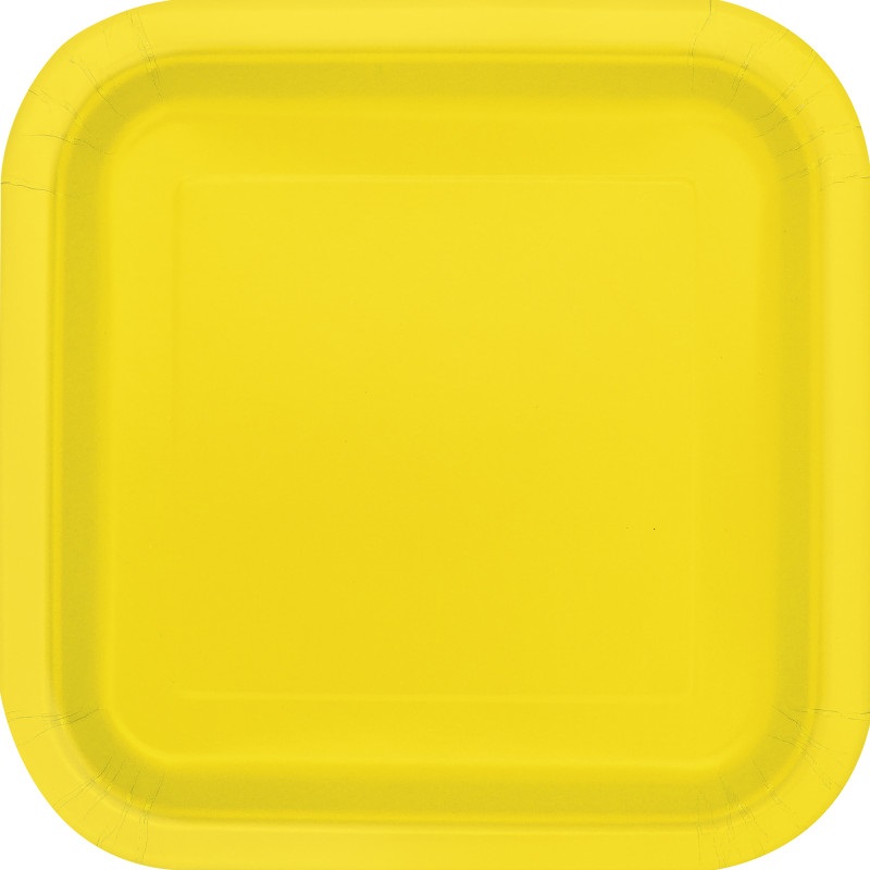 Neon Yellow Square 7″ Dessert Plates 16ct