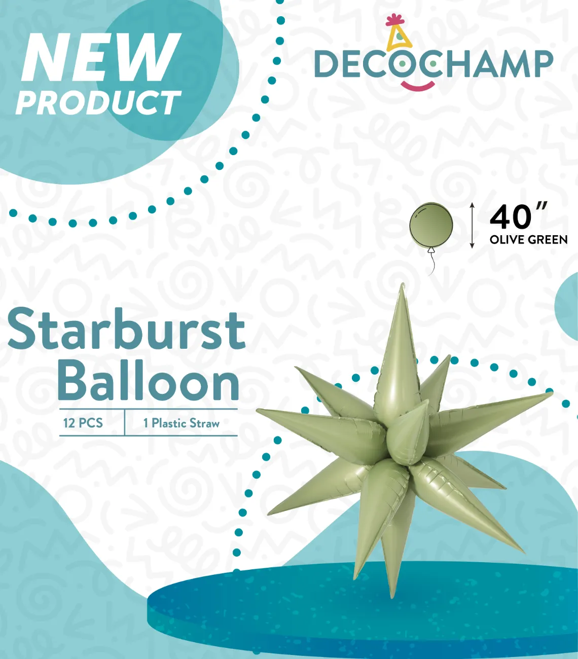 Starburst Foil Balloons Olive Green 40″
