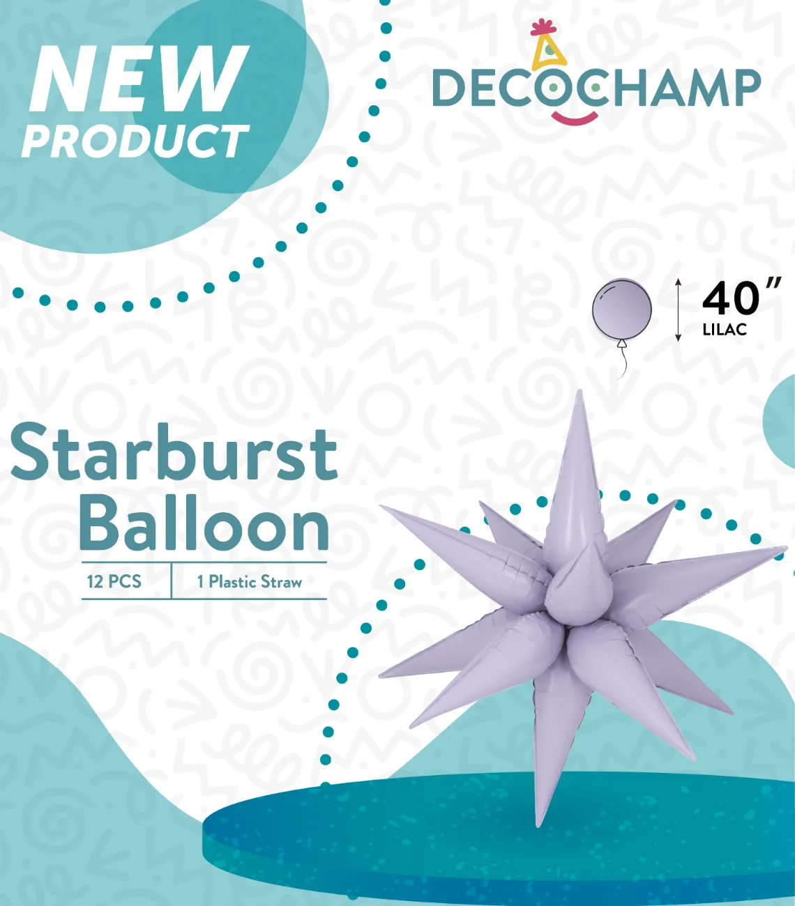 Starburst Foil Balloons Lilac 40″