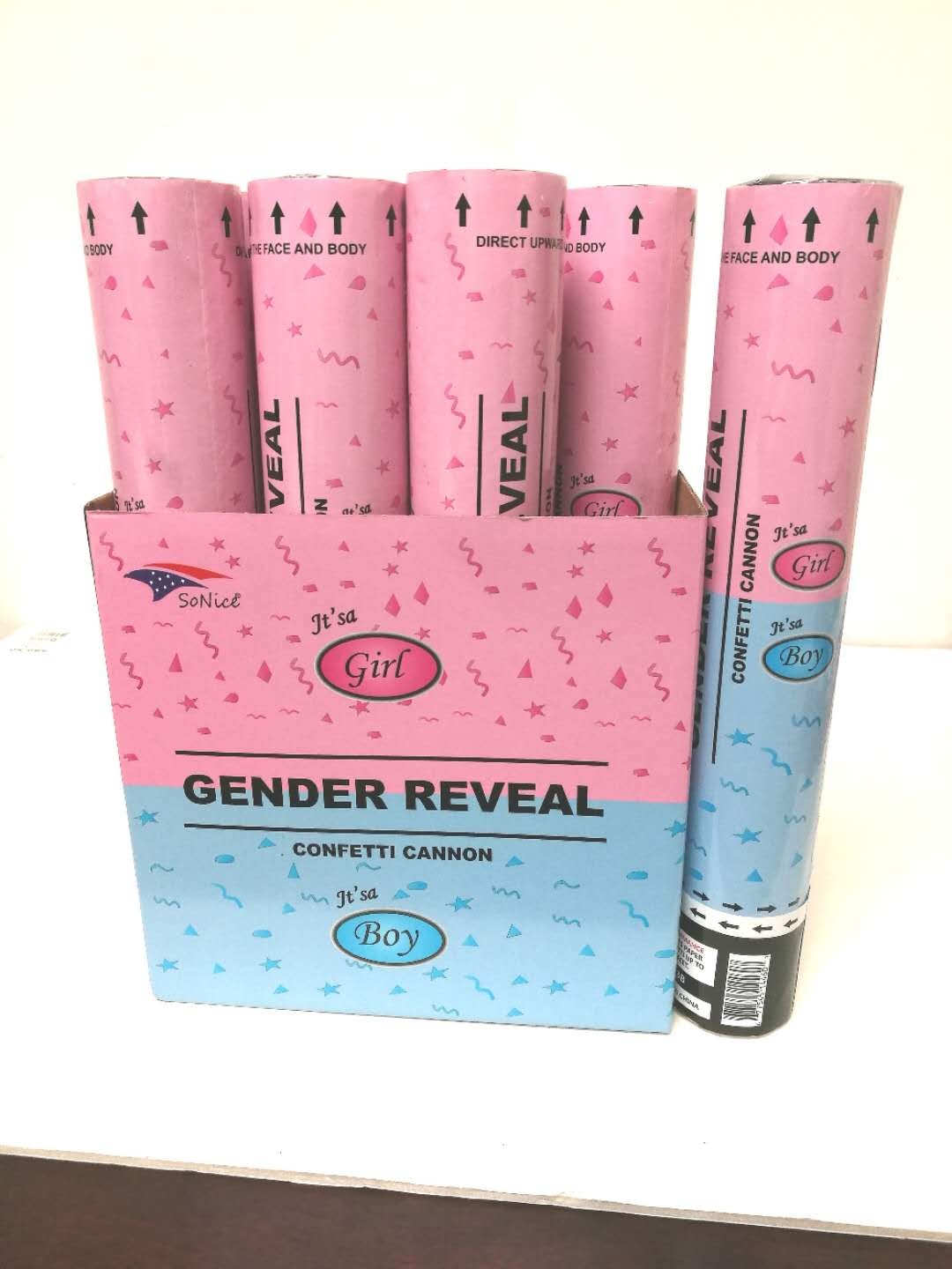 Gender reveal confetti cannon