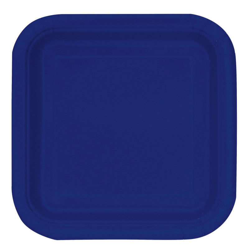 True Navy Blue Solid Square 7″ Dessert Plates 16ct