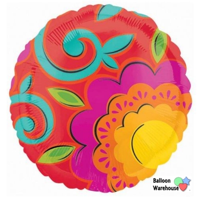 18″ Deco Design Caliente Flower – Foil Balloonr