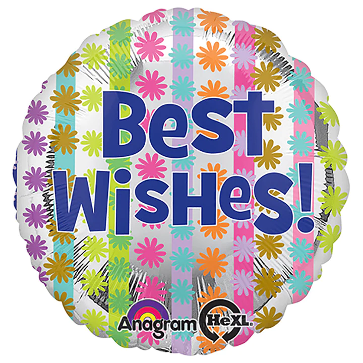 18″  Bright Best Wishes Foil Mylar Balloon
