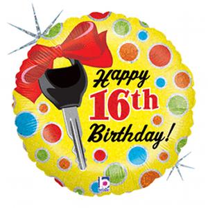 ” Happy 16 Birthday” Mylar balloon