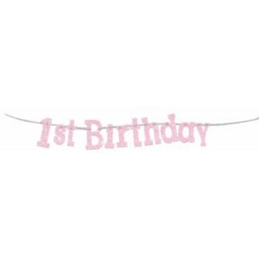 1st Birthday pink banner