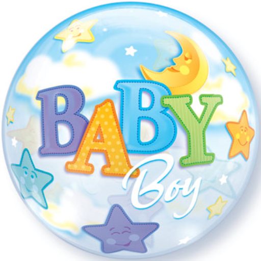 22″ Baby Boy Moon & Stars  Bubble Balloons