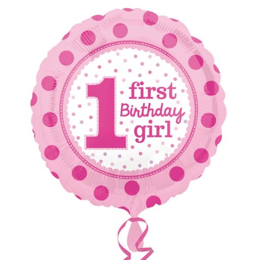 18″ 1st Birthday Girl Balloon Packaged