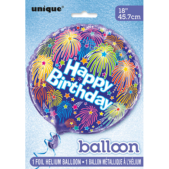 ” Happy Birthday” Fireworks Mylar balloon