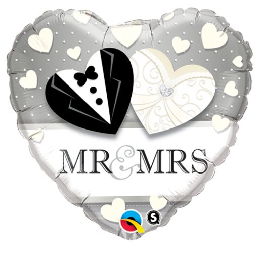 18″ Mr. & Mrs. Wedding – Foil Mylar Balloon