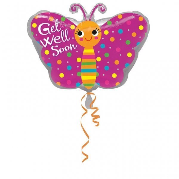 ” Get well soon” Butterfly jr. shape balloon