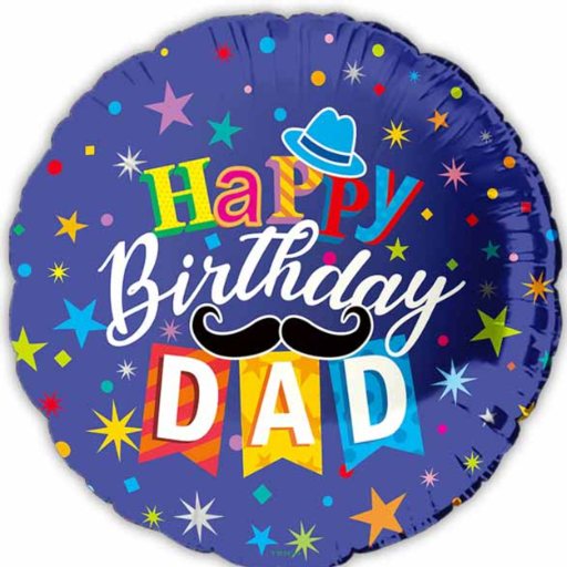 18” Happy Birthday Dad  Mylar Balloon