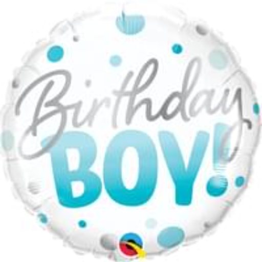 18″ BIRTHDAY BOY BLUE DOTS