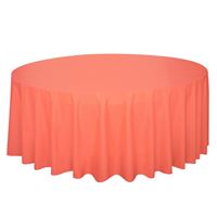 Coral  Solid Round Plastic Table Cover  84