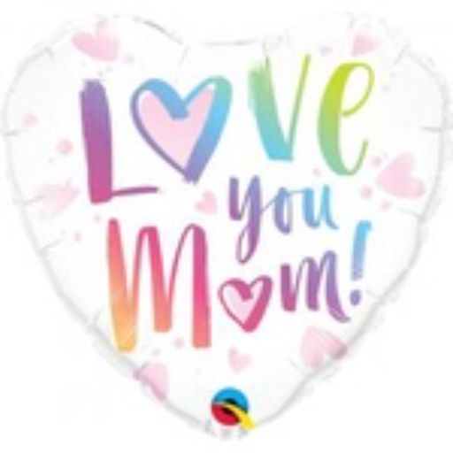 18″ Love You Mom white heart shape Mylar