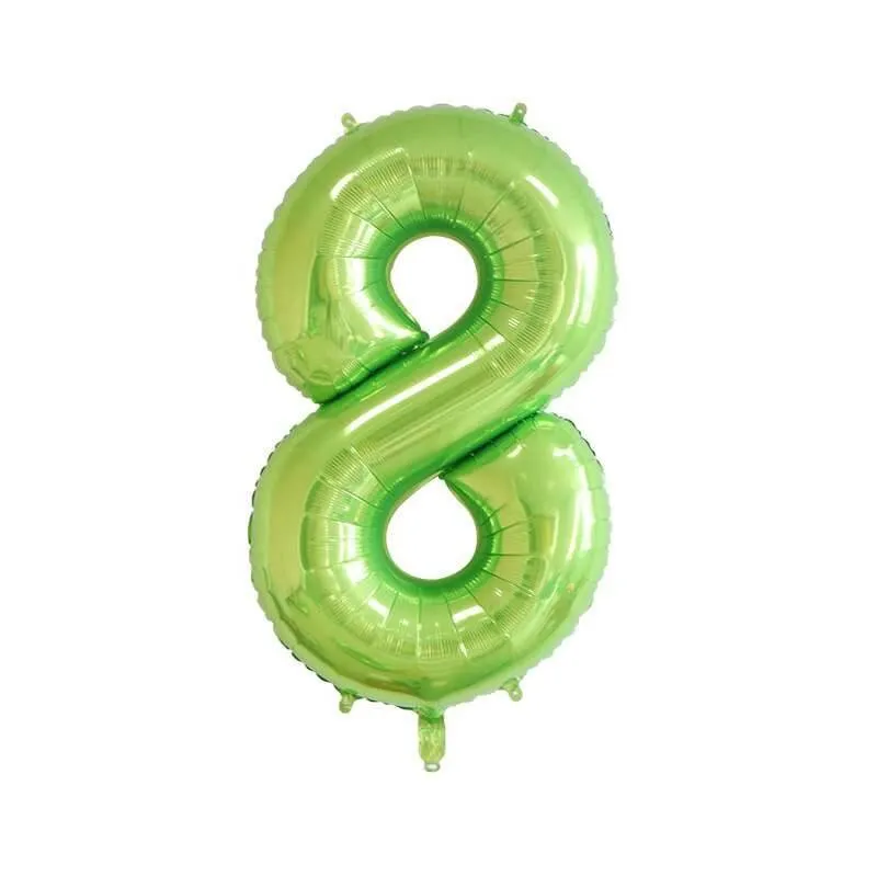 Green #8 shape balloon