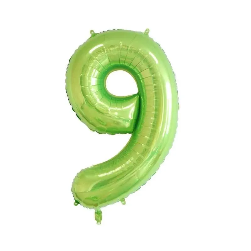 Green #9 shape balloon