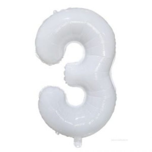 #3 White number balloon 34 inch
