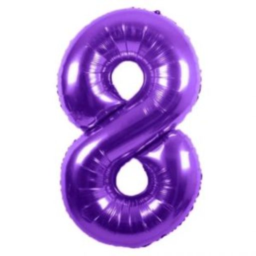 #8 Purple number balloon 34 inch