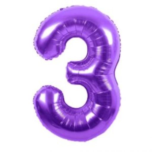 #3 purple number balloon 34 inch