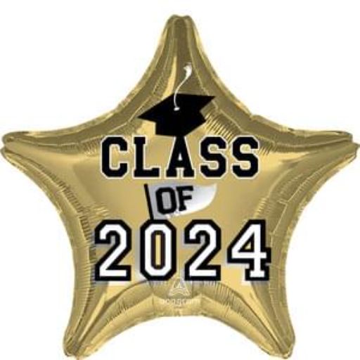 18″ CLASS OF 2024  GOLD STAR