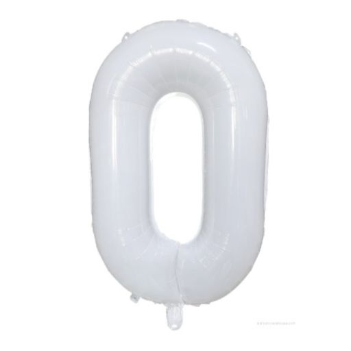 #0 white number balloon 34 inch