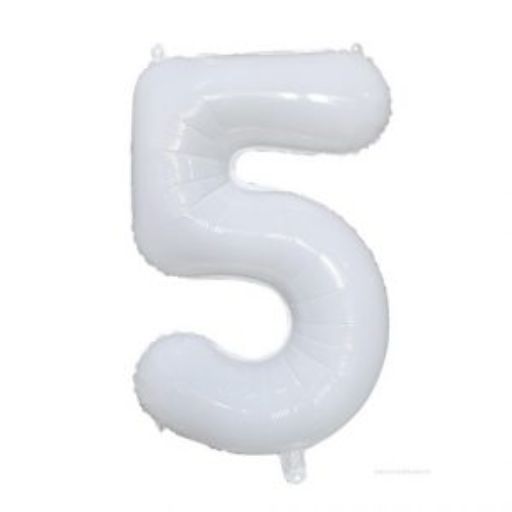 #5 White number balloon 34 inch