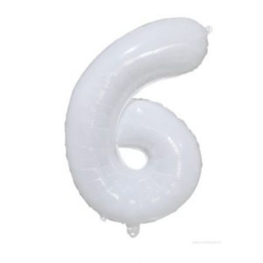 #6 White number balloon 34 inch