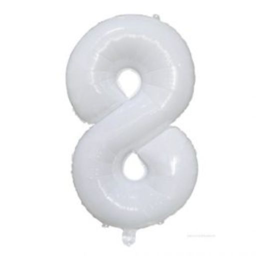 #8 white number balloon 34 inch